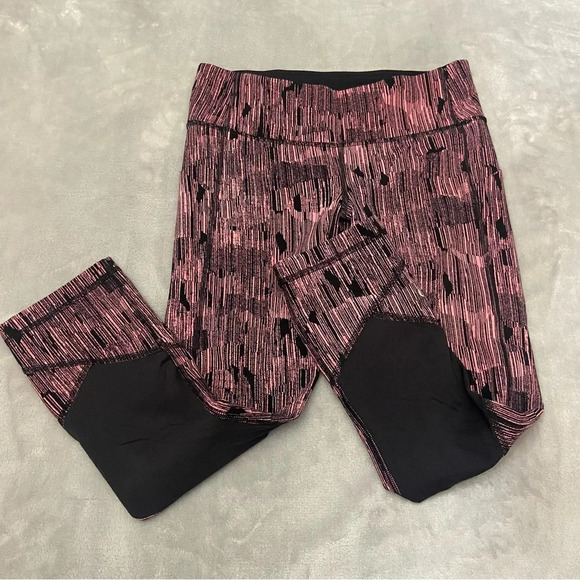 Lululemon Pace Rival Crop Leggings Down Pour Electric Coral Black 27027 - Picture 2 of 7